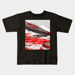 Snow american sport print, red ice rocks Kids T-Shirt